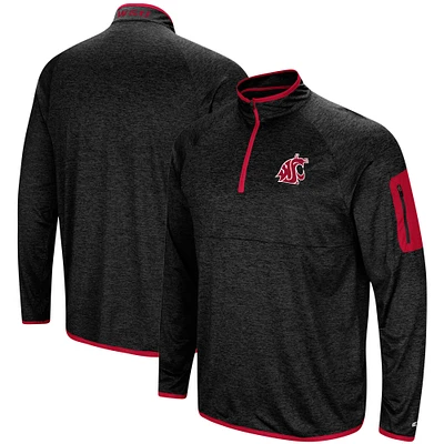 Men's Colosseum Black Washington State Cougars Amnesia Lightweight Quarter-Zip Pullover