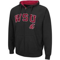 Men's Colosseum Black Washington State Cougars Arch & Logo 3.0 Full-Zip Hoodie