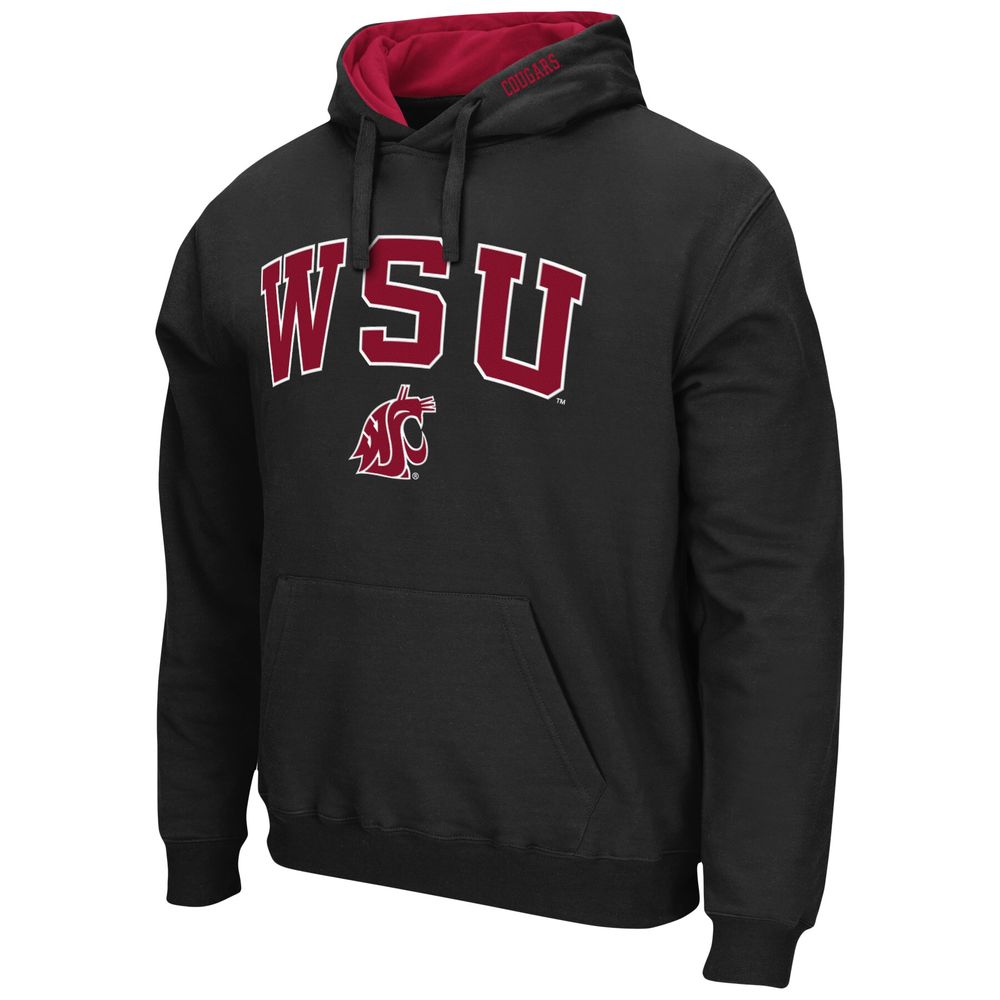 Men's Colosseum Black Washington State Cougars Arch & Logo 3.0 Pullover Hoodie