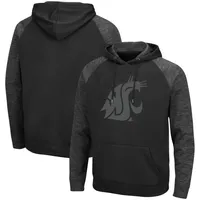 Sweat à capuche Colosseum Black Washington State Cougars Blackout 3.0 Tonal Raglan pour homme