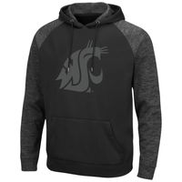 Men's Colosseum Black Washington State Cougars Blackout 3.0 Tonal Raglan Pullover Hoodie