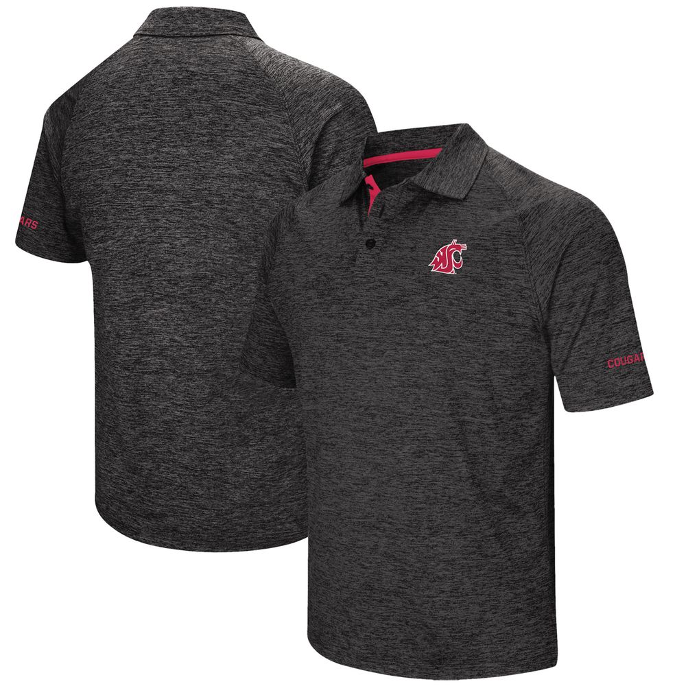 Men's Colosseum Black Washington State Cougars Down Swing Polo