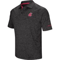 Men's Colosseum Black Washington State Cougars Down Swing Polo