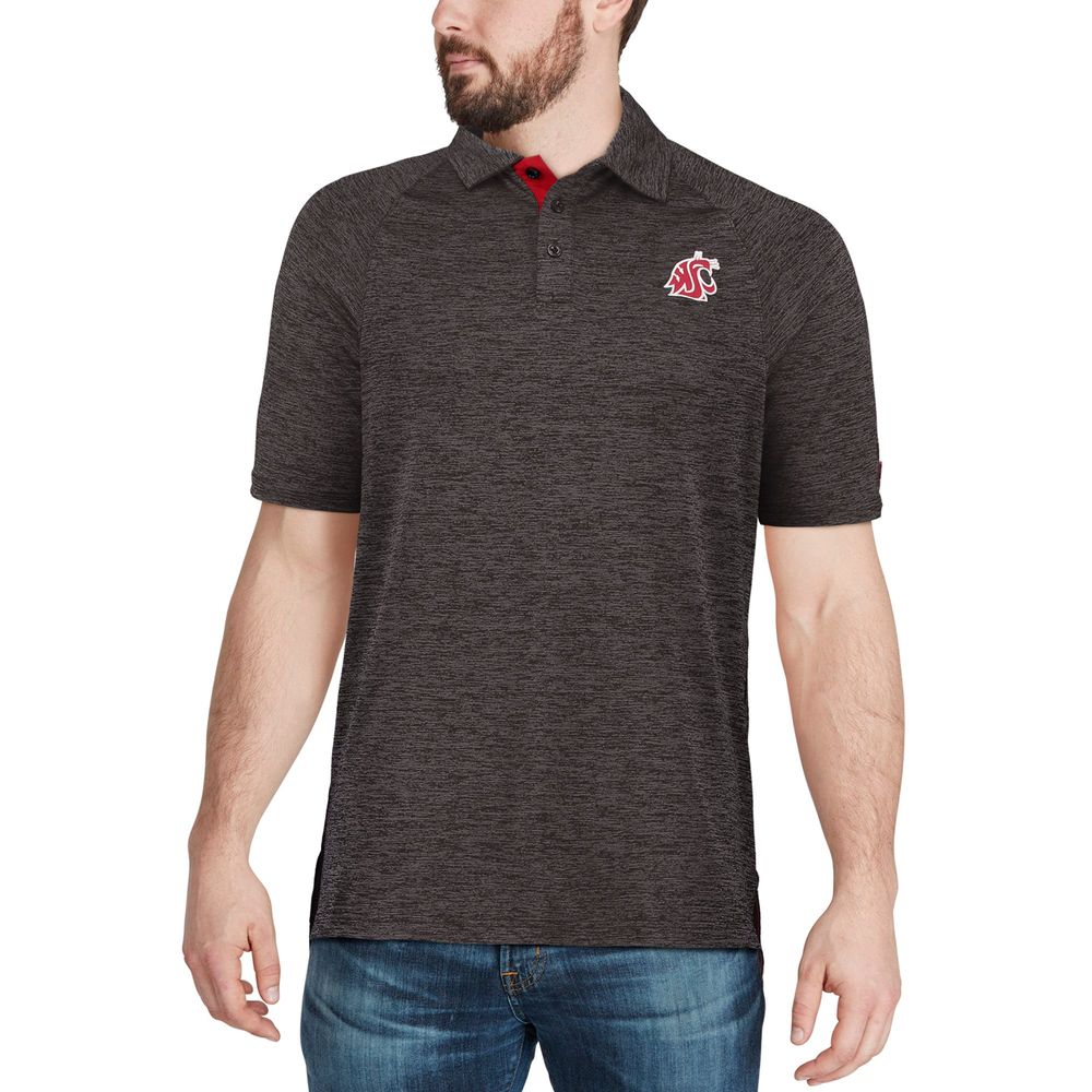 Men's Colosseum Black Washington State Cougars Down Swing Polo