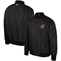 Blouson aviateur entièrement zippé Colosseum pour hommes, Washington State Cougars, noir