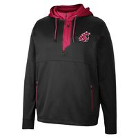 Men's Colosseum Black Washington State Cougars Luge 3.0 Quarter-Zip Hoodie