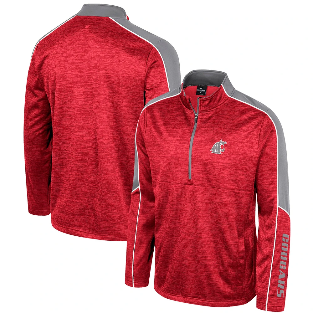 Men's Colosseum Cardinal Washington State Cougars Marled Half-Zip Jacket