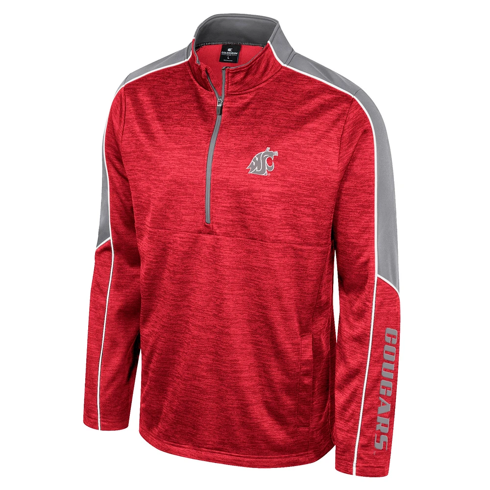 Veste à demi-zip chinée Colosseum Cardinal Washington State Cougars pour hommes