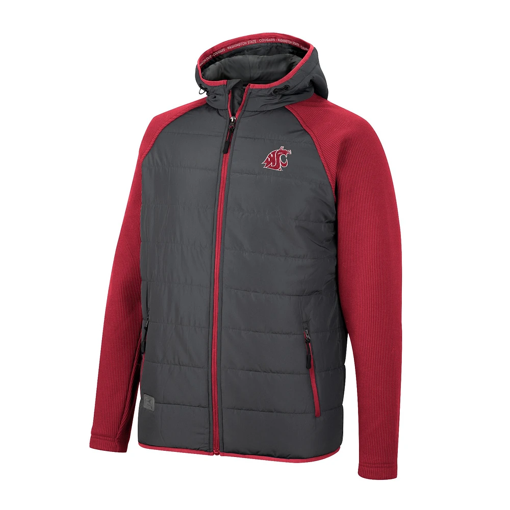 Men's Colosseum Charcoal/Crimson Washington State Cougars Good On You Raglan Full-Zip Jacket