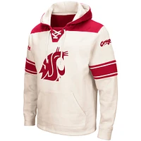 Men's Colosseum Cream Washington State Cougars 2.0 Lace-Up Pullover Hoodie