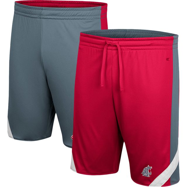 Short réversible pour hommes Colosseum Crimson/Gris Washington State Cougars Am I Wrong