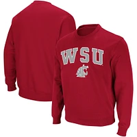 Men's Colosseum Crimson Washington State Cougars Arch & Logo Crew Neck Sweatshirt