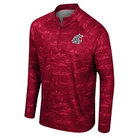 Veste à quart de zip Colosseum Crimson Washington State Cougars Carson Raglan pour hommes