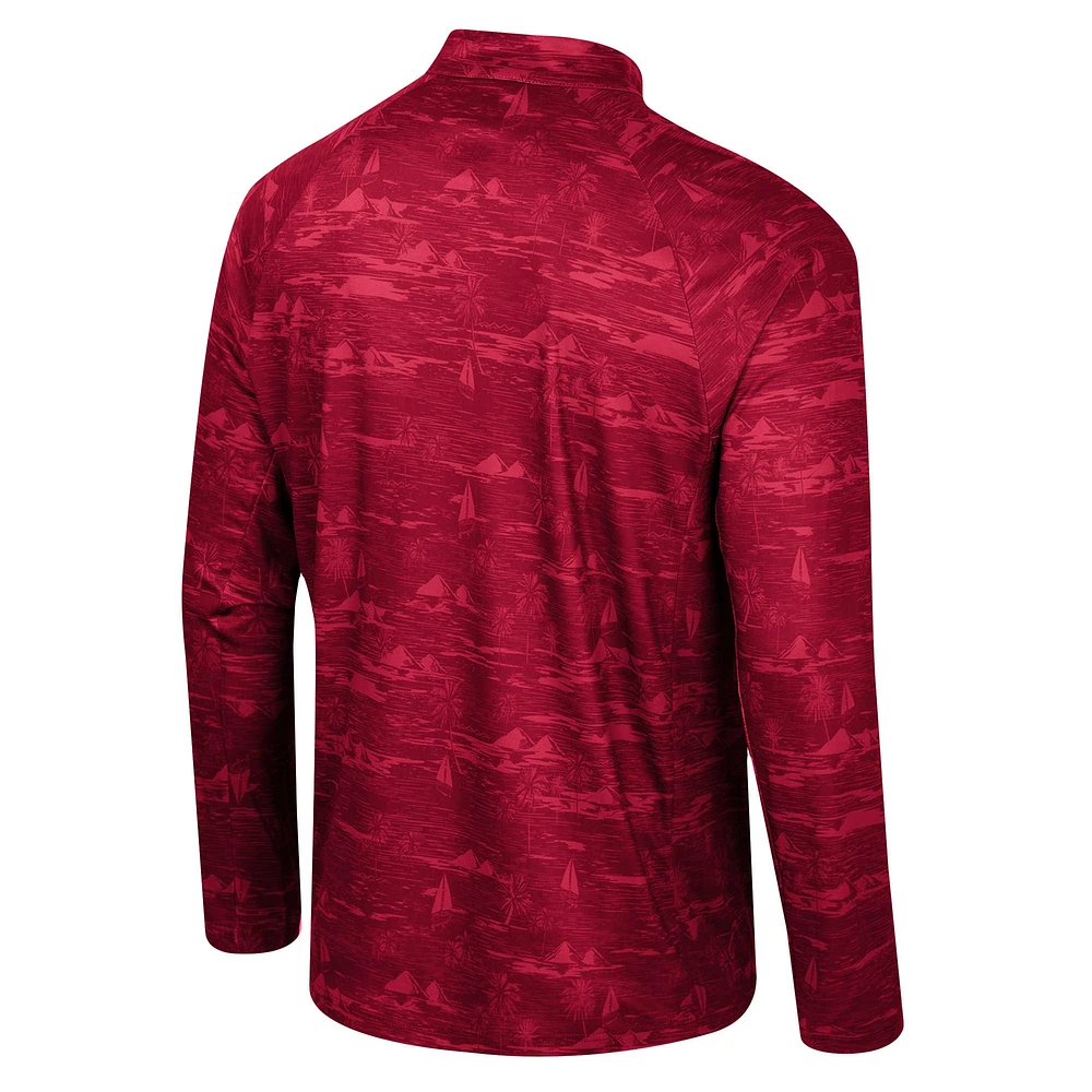 Veste à quart de zip Colosseum Crimson Washington State Cougars Carson Raglan pour hommes