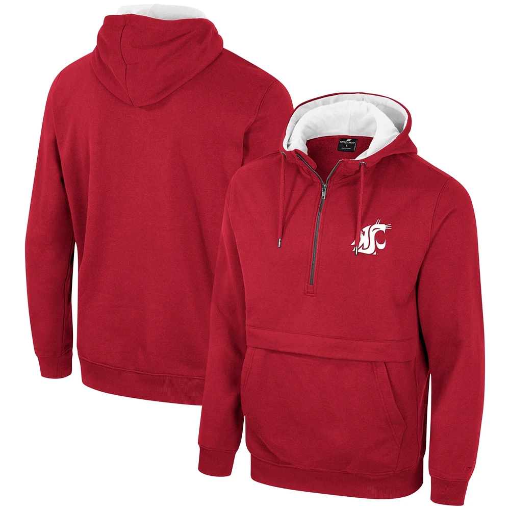 Sweat à capuche demi-zip Colosseum Crimson Washington State Cougars pour hommes