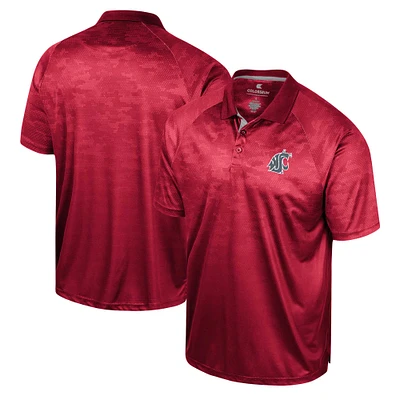 Men's Colosseum Crimson Washington State Cougars Honeycomb Raglan Polo