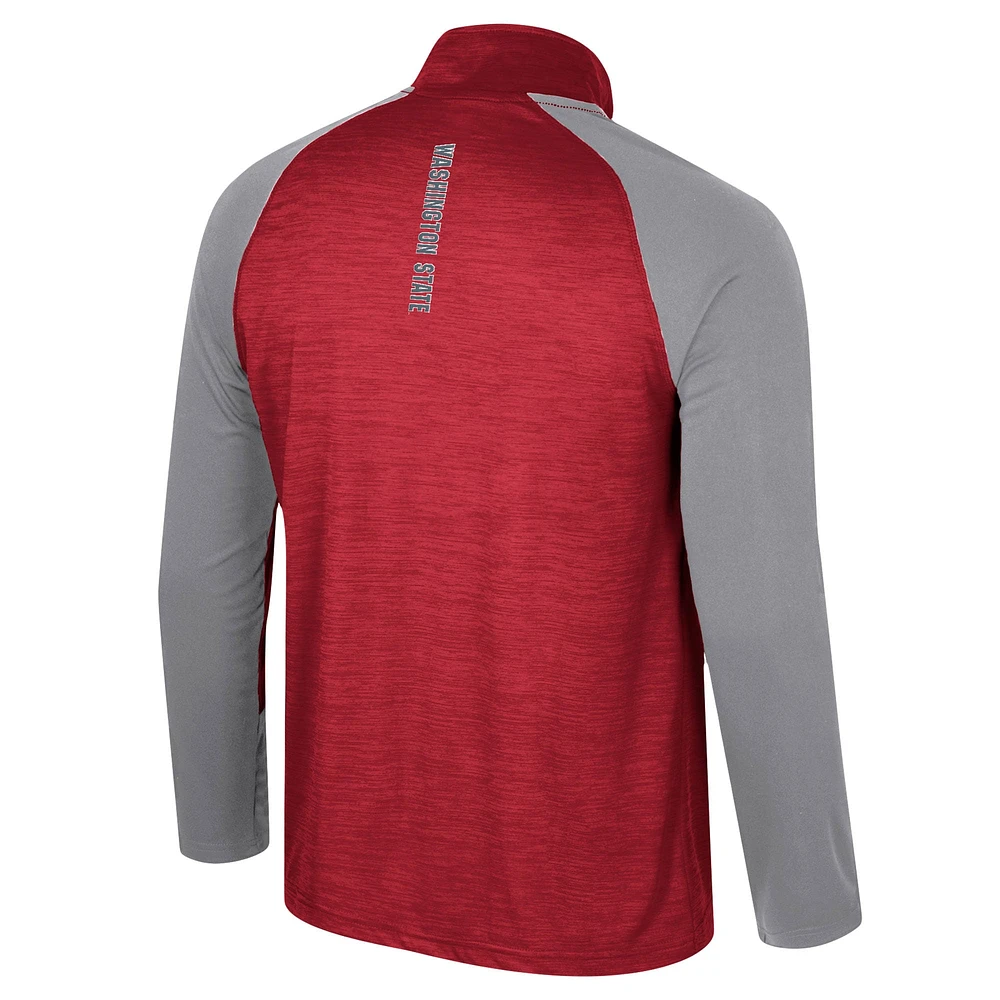 Men's Colosseum Crimson Washington State Cougars Langmore Raglan Quarter-Zip Top