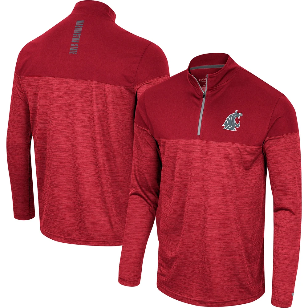 Men's Colosseum Crimson Washington State Cougars Positraction Lightweight Quarter-Zip Windshirt