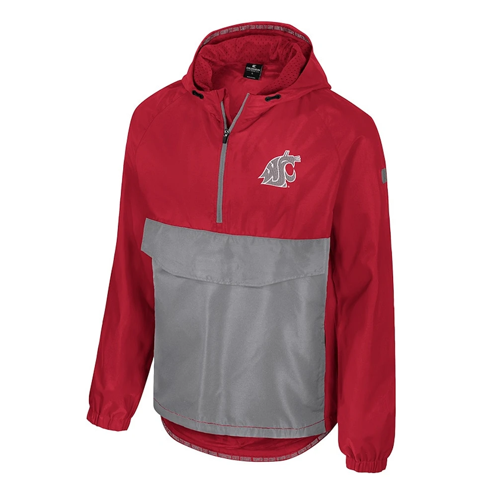 Veste anorak à demi-zip Colosseum Crimson pour homme des Cougars de l'État Washington