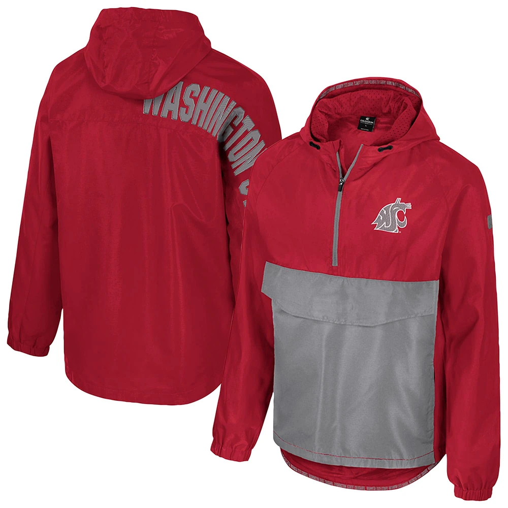 Veste anorak à demi-zip Colosseum Crimson pour homme des Cougars de l'État Washington