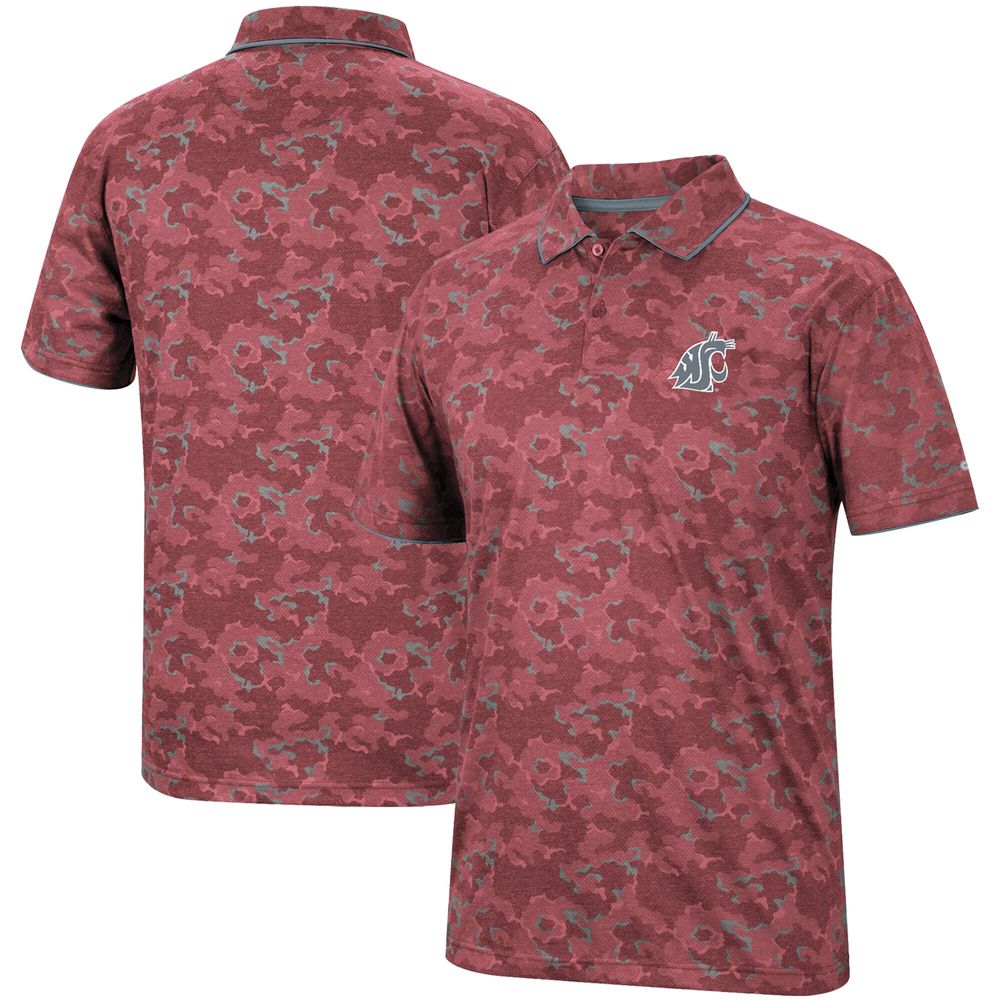 Men's Colosseum Crimson Washington State Cougars Speedman Polo