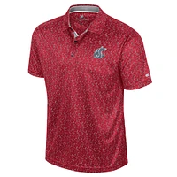 Men's Colosseum Crimson Washington State Cougars Sublimated Golf Polo