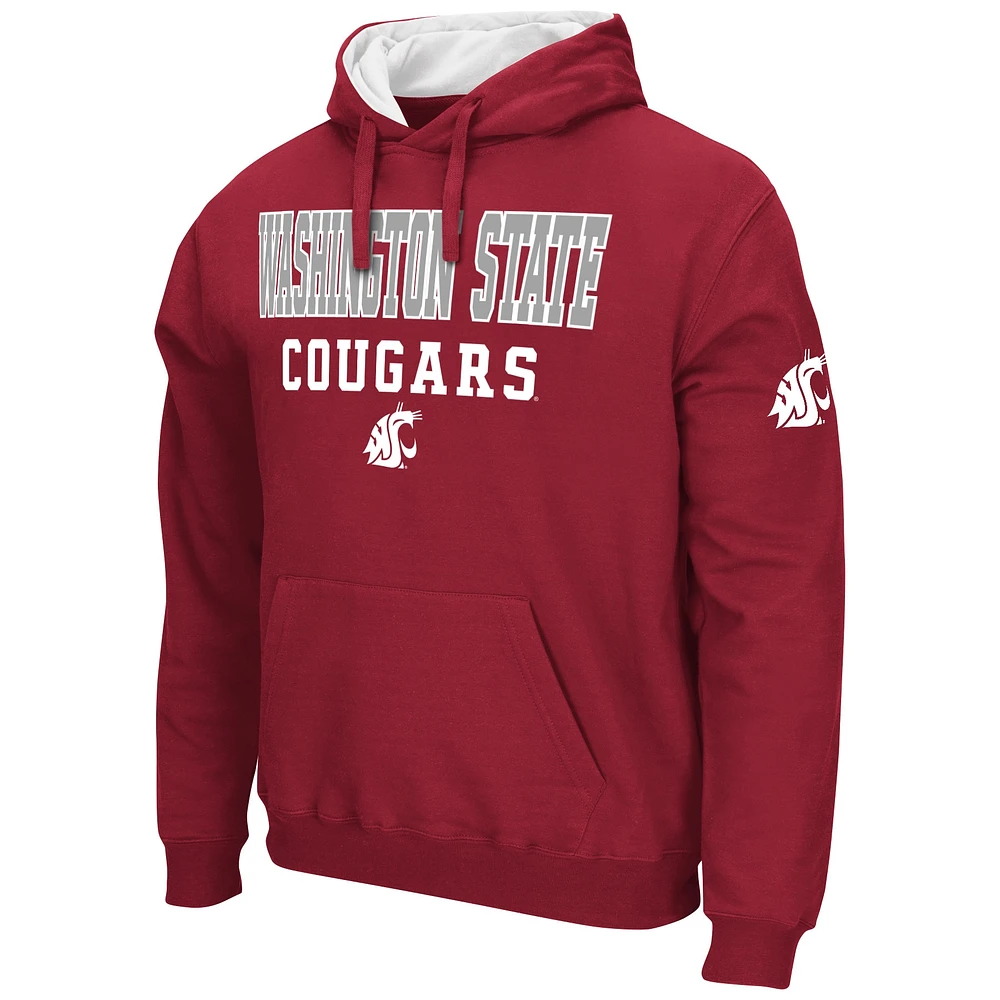 Men's Colosseum Crimson Washington State Cougars Sunrise Pullover Hoodie