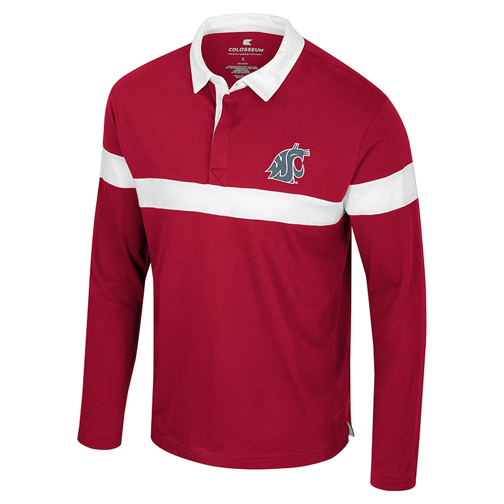 Polo à manches longues pour homme Colosseum Crimson Washington State Cougars Too Cool For School