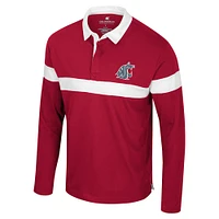 Men's Colosseum  Crimson Washington State Cougars Too Cool For School Long Sleeve Polo