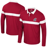 Polo à manches longues pour homme Colosseum Crimson Washington State Cougars Too Cool For School