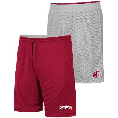 Men's Colosseum Gray/Crimson Washington State Cougars Wiggum Reversible Shorts