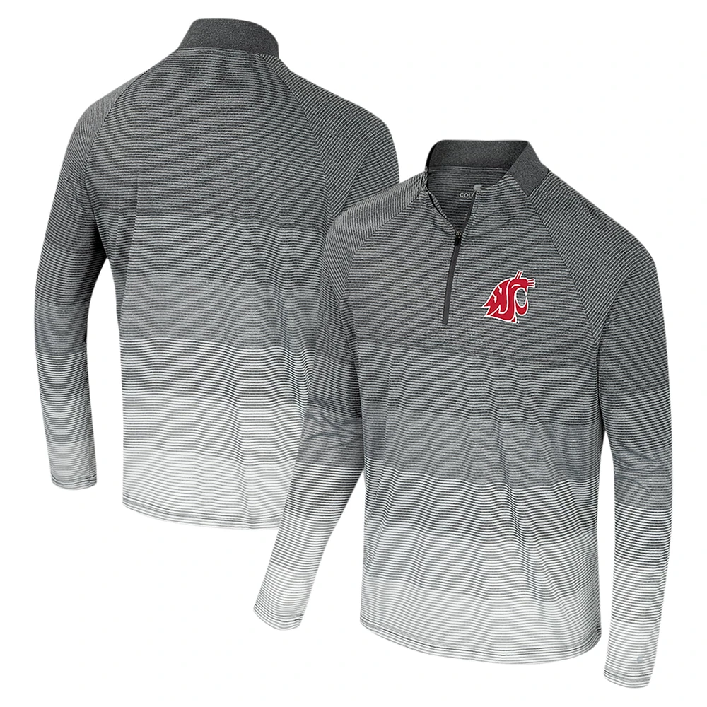 Men's Colosseum  Gray Washington State Cougars AI Striped Mesh Quarter-Zip Raglan Windshirt