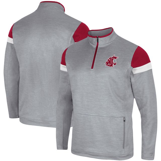 Veste de bingo à quart zip pour homme Colosseum Washington State Cougars gris