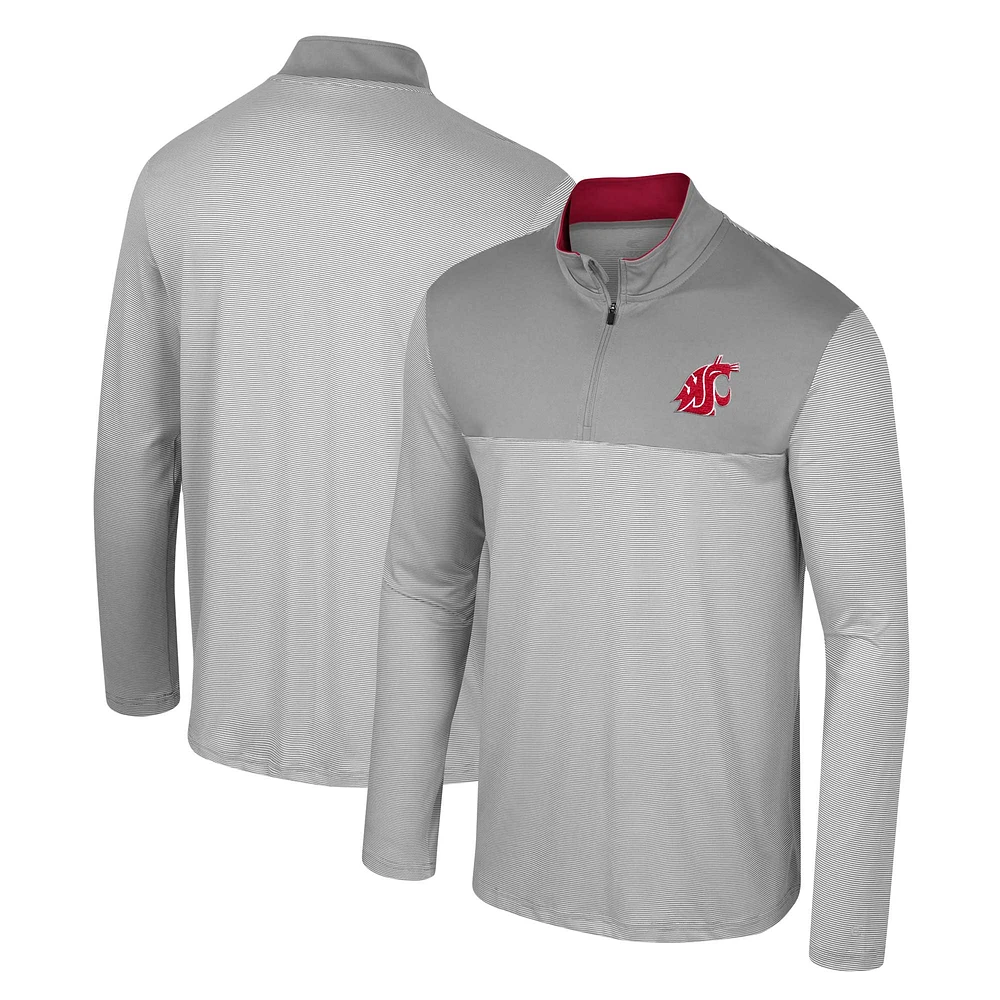 Men's Colosseum Gray Washington State Cougars Tuck Quarter-Zip Top