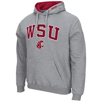 Men's Colosseum Heather Gray Washington State Cougars Arch & Logo 3.0 Pullover Hoodie