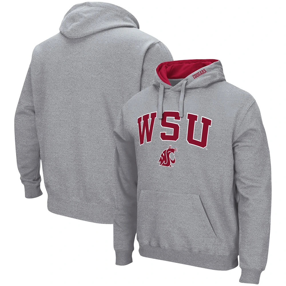 Chandail à capuchon Colosseum pour homme gris chiné Washington State Cougars Arch & Logo 3.0