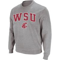 Men's Colosseum Heather Gray Washington State Cougars Arch & Logo Crew Neck Sweatshirt