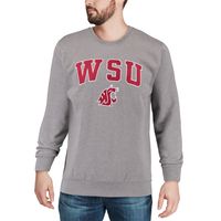 Men's Colosseum Heather Gray Washington State Cougars Arch & Logo Crew Neck Sweatshirt