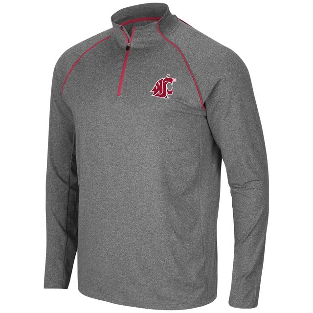 Colosseum Heathered Charcoal Washington State Cougars Robert Raglan Quarter-Zip Jacket pour homme