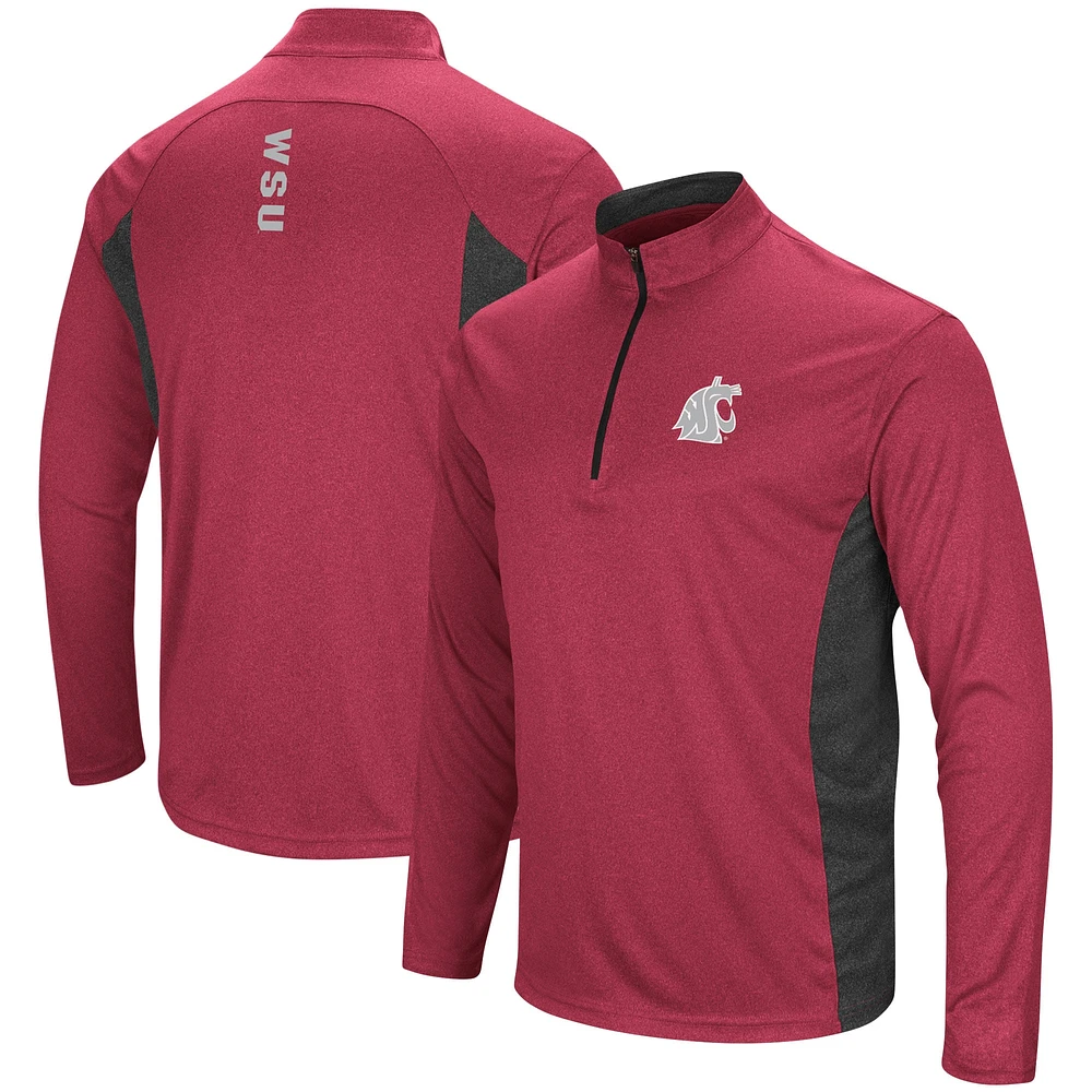 Colosseum pour homme Heathered Crimson Washington State Cougars Audible léger coupe-vent pull à quart de zip