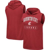 Men's Colosseum Heathered Crimson Washington State Cougars Varsity Hoodie Tank Top