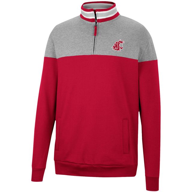 Colosseum Heathered Grey/Cardinal Washington State Cougars Be the Ball - Haut à quart de zip pour homme