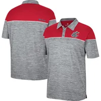 Men's Colosseum Heathered Gray/Crimson Washington State Cougars Birdie Polo