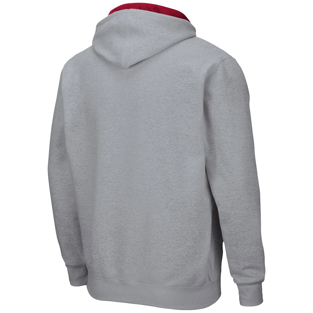 Men's Colosseum Heathered Gray Washington State Cougars Arch & Logo 3.0 Full-Zip Hoodie