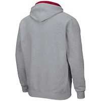 Men's Colosseum Heathered Gray Washington State Cougars Arch & Logo 3.0 Full-Zip Hoodie