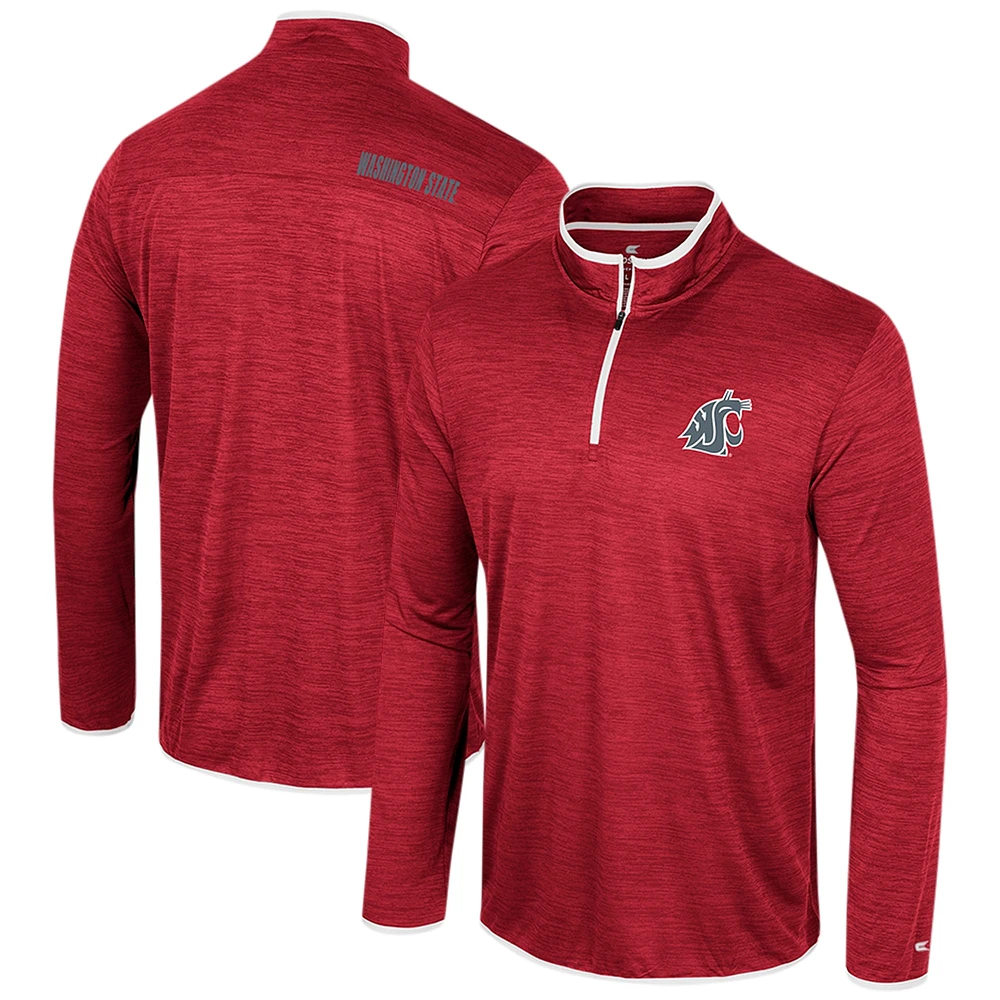 Men's Colosseum Red Washington State Cougars Wright Quarter-Zip Windshirt