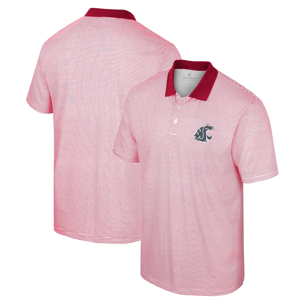 Polo à rayures Colosseum White/Crimson Washington State Cougars pour homme