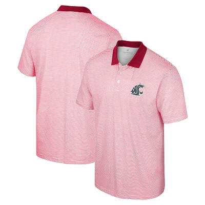 Polo à rayures Colosseum White/Crimson Washington State Cougars pour homme