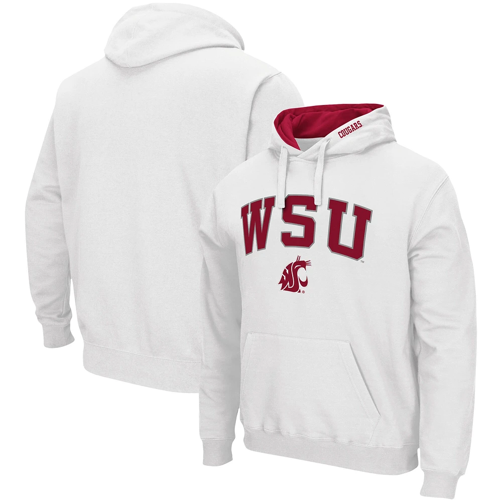 Men's Colosseum White Washington State Cougars Arch & Logo 3.0 Pullover Hoodie