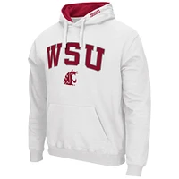 Men's Colosseum White Washington State Cougars Arch & Logo 3.0 Pullover Hoodie